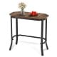 Narrow end side sofa table with rustic brown engineered wood tabletop and heavy-duty steel frame, ideal for living room.